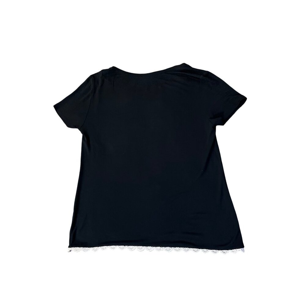 Cato T-Shirt Womens M Used Black Beige Lace - Picture 4 of 13